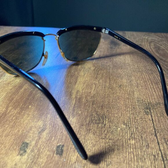 Women's Black and Gold Brow Bar Style Sunglasses - Picture 6 of 6